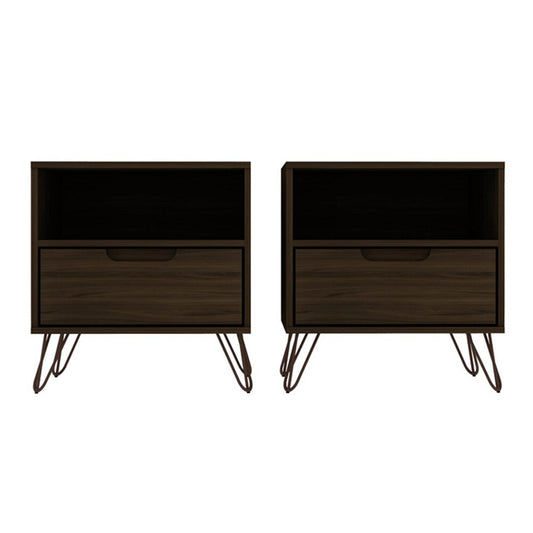 Manhattan Comfort - Rockefeller Nightstand with 2 Drawers in Brown - Set of 2 - 2-101GMC5 veiw 1
