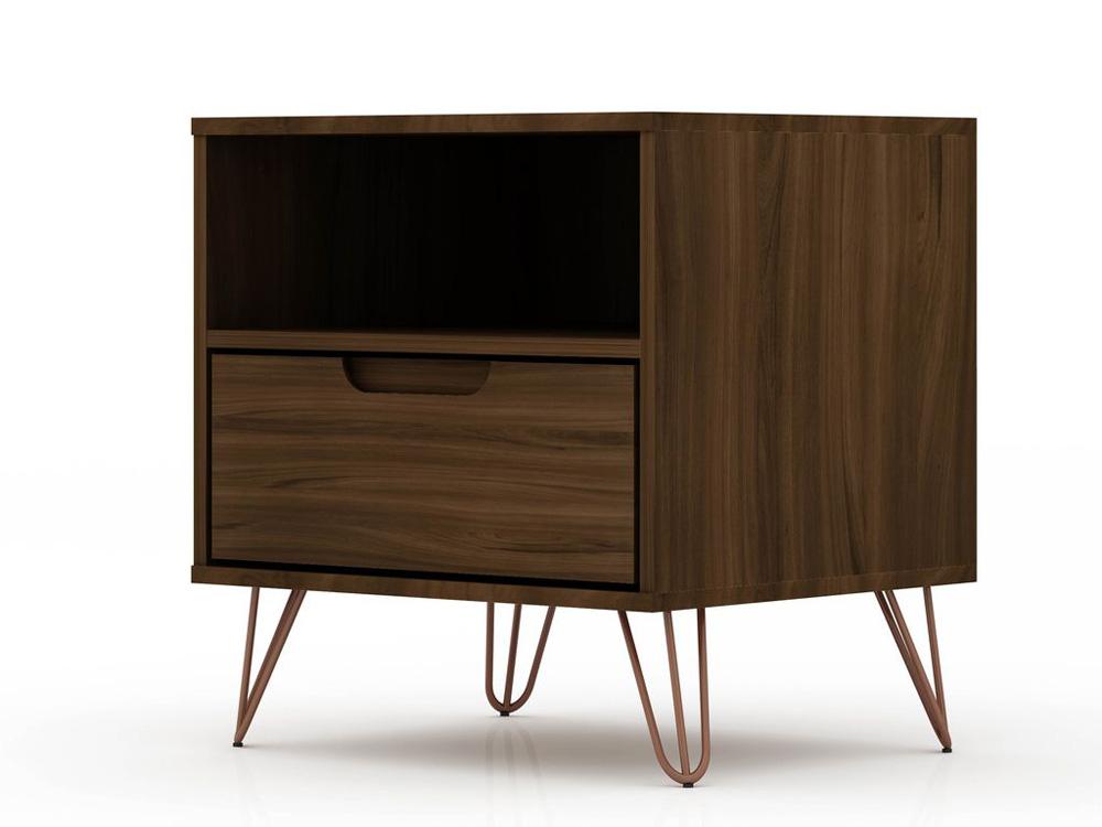 Manhattan Comfort - Rockefeller Nightstand with 2 Drawers in Brown - Set of 2 - 2-101GMC5 veiw 2