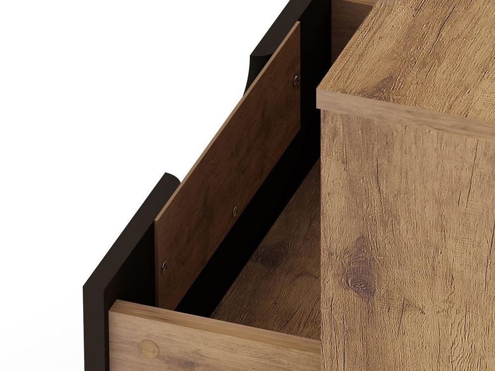 Manhattan Comfort - Rockefeller Nightstand with 2 Drawers in Nature and Textured Grey - Set of 2 - 2-101GMC7 veiw 6