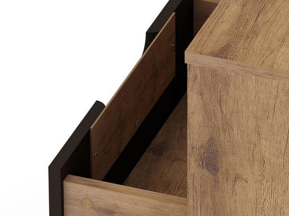 Manhattan Comfort - Rockefeller Nightstand with 2 Drawers in Nature and Textured Grey - Set of 2 - 2-101GMC7 veiw 6