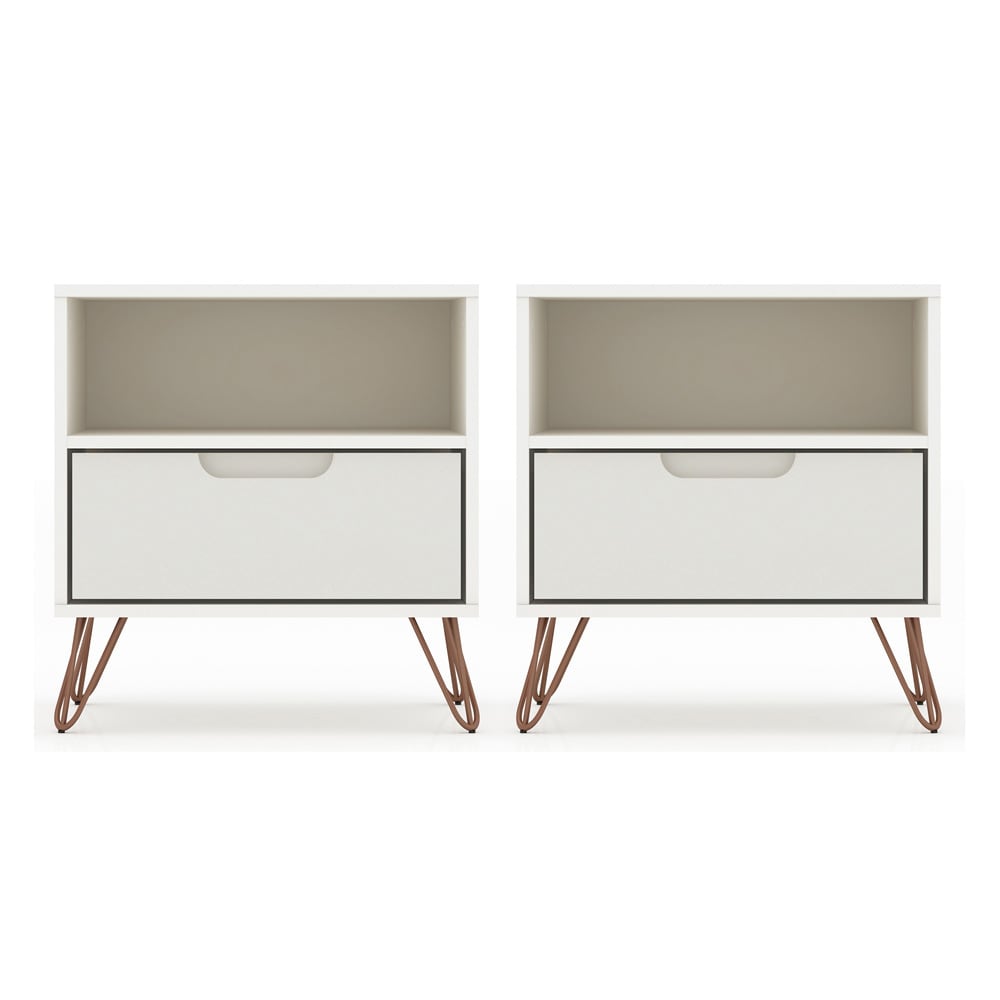 Manhattan Comfort - Rockefeller Nightstand with 2 Drawers in Off White - Set of 2 - 2-101GMC8 veiw 1