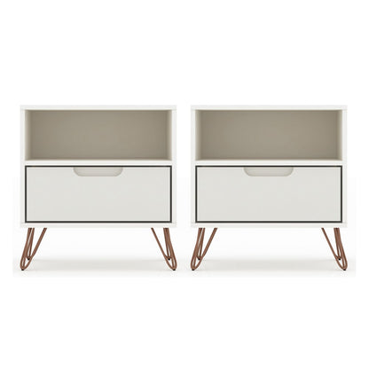 Manhattan Comfort - Rockefeller Nightstand with 2 Drawers in Off White - Set of 2 - 2-101GMC8 veiw 1