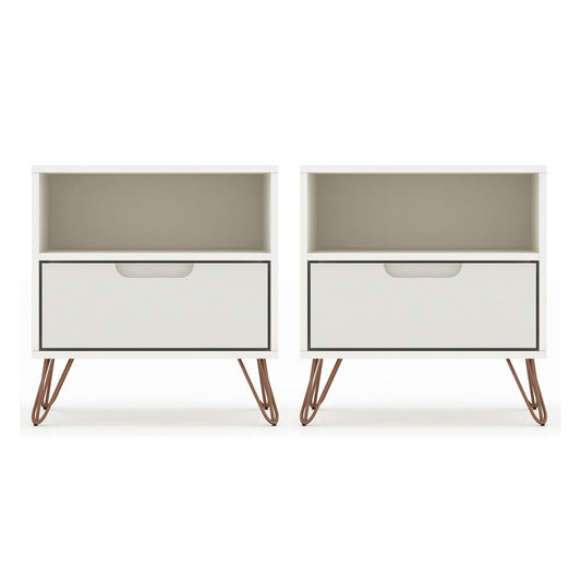 Manhattan Comfort - Rockefeller Nightstand with 2 Drawers in Off White - Set of 2 - 2-101GMC8 veiw 1