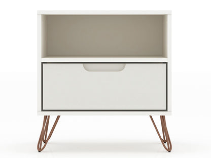 Manhattan Comfort - Rockefeller Nightstand with 2 Drawers in Off White and Nature - Set of 2 - 2-101GMC3 veiw 2
