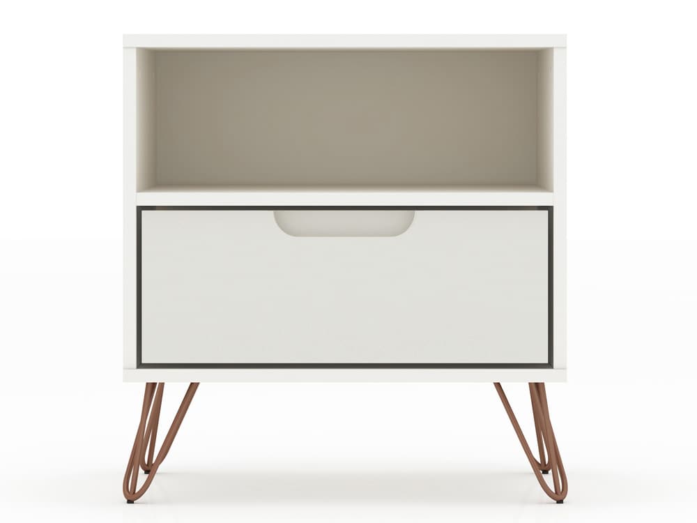 Manhattan Comfort - Rockefeller Nightstand with 2 Drawers in Off White - Set of 2 - 2-101GMC8 veiw 2