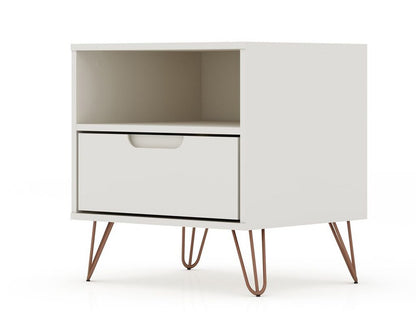 Manhattan Comfort - Rockefeller Nightstand with 2 Drawers in Off White and Nature - Set of 2 - 2-101GMC3 veiw 3