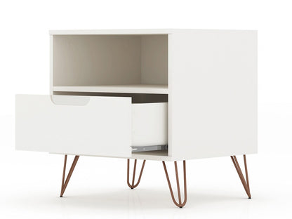 Manhattan Comfort - Rockefeller Nightstand with 2 Drawers in Off White and Nature - Set of 2 - 2-101GMC3 veiw 5