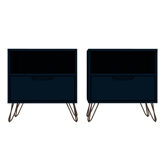 Manhattan Comfort - Rockefeller Nightstand with 2 Drawers in Tatiana Midnight Blue - Set of 2 - 2-101GMC4 veiw 1