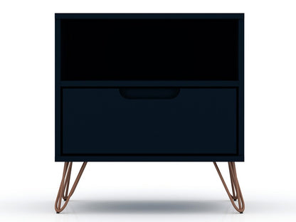 Manhattan Comfort - Rockefeller Nightstand with 2 Drawers in Tatiana Midnight Blue - Set of 2 - 2-101GMC4 veiw 2
