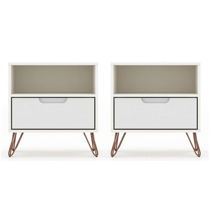 Manhattan Comfort - Rockefeller Nightstand with 2 Drawers in White - Set of 2 - 2-101GMC1 veiw 1