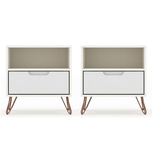 Manhattan Comfort - Rockefeller Nightstand with 2 Drawers in White - Set of 2 - 2-101GMC1 veiw 1