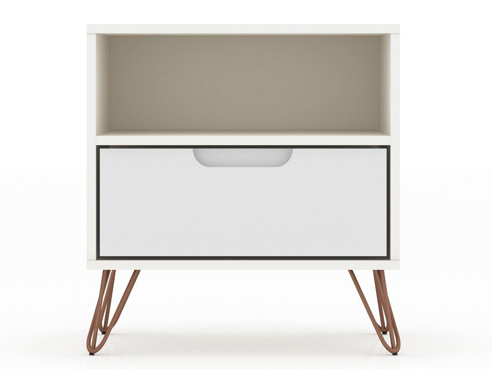 Manhattan Comfort - Rockefeller Nightstand with 2 Drawers in White - Set of 2 - 2-101GMC1 veiw 2