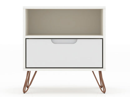 Manhattan Comfort - Rockefeller Nightstand with 2 Drawers in White - Set of 2 - 2-101GMC1 veiw 2