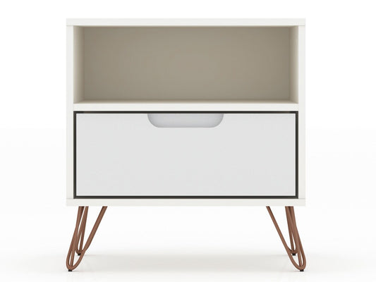 Manhattan Comfort - Rockefeller Nightstand with 2 Drawers in White - Set of 2 - 2-101GMC1 veiw 2