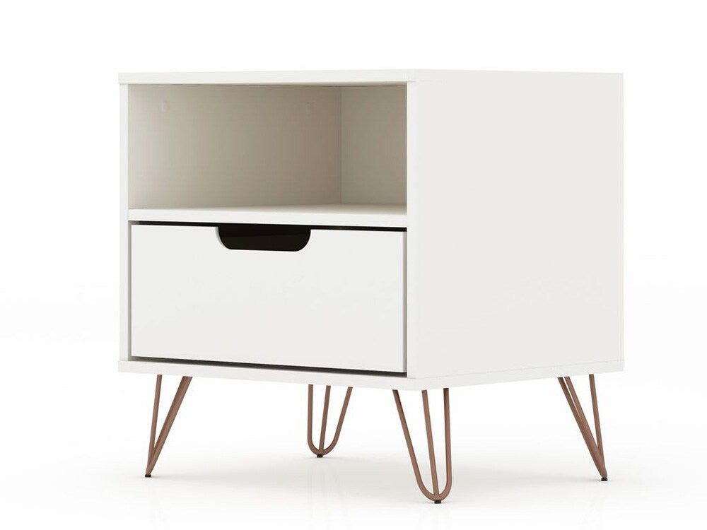 Manhattan Comfort - Rockefeller Nightstand with 2 Drawers in White - Set of 2 - 2-101GMC1 veiw 3