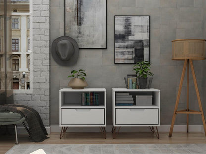 Manhattan Comfort - Rockefeller Nightstand with 2 Drawers in White - Set of 2 - 2-101GMC1 veiw 9