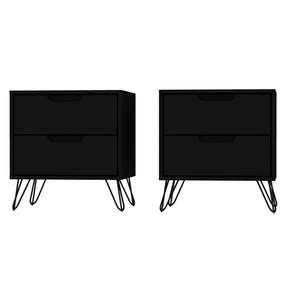 Manhattan Comfort - Rockefeller Nightstand with 4 Drawers in Black - Set of 2 - 2-102GMC2 veiw 1