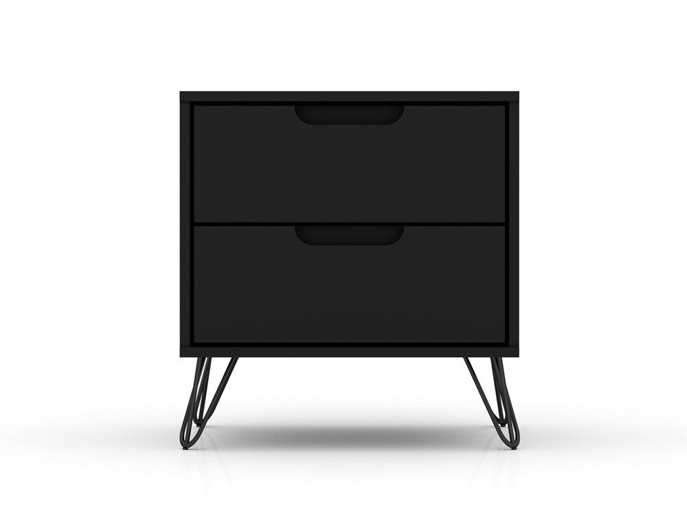 Manhattan Comfort - Rockefeller Nightstand with 4 Drawers in Black - Set of 2 - 2-102GMC2 veiw 2