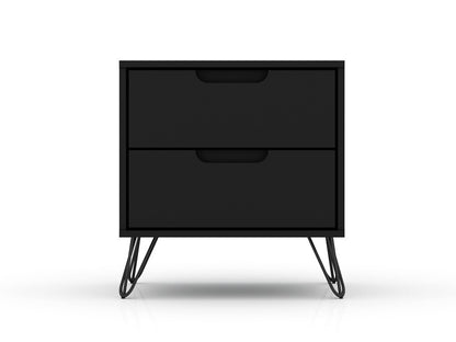 Manhattan Comfort - Rockefeller Nightstand with 4 Drawers in Black - Set of 2 - 2-102GMC2 veiw 2