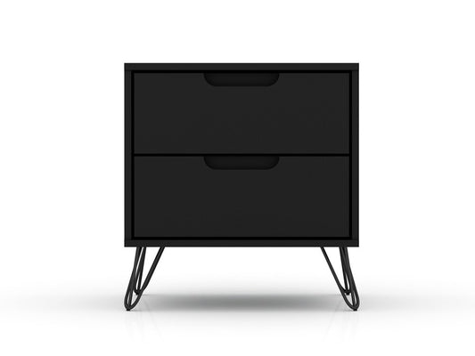 Manhattan Comfort - Rockefeller Nightstand with 4 Drawers in Black - Set of 2 - 2-102GMC2 veiw 2