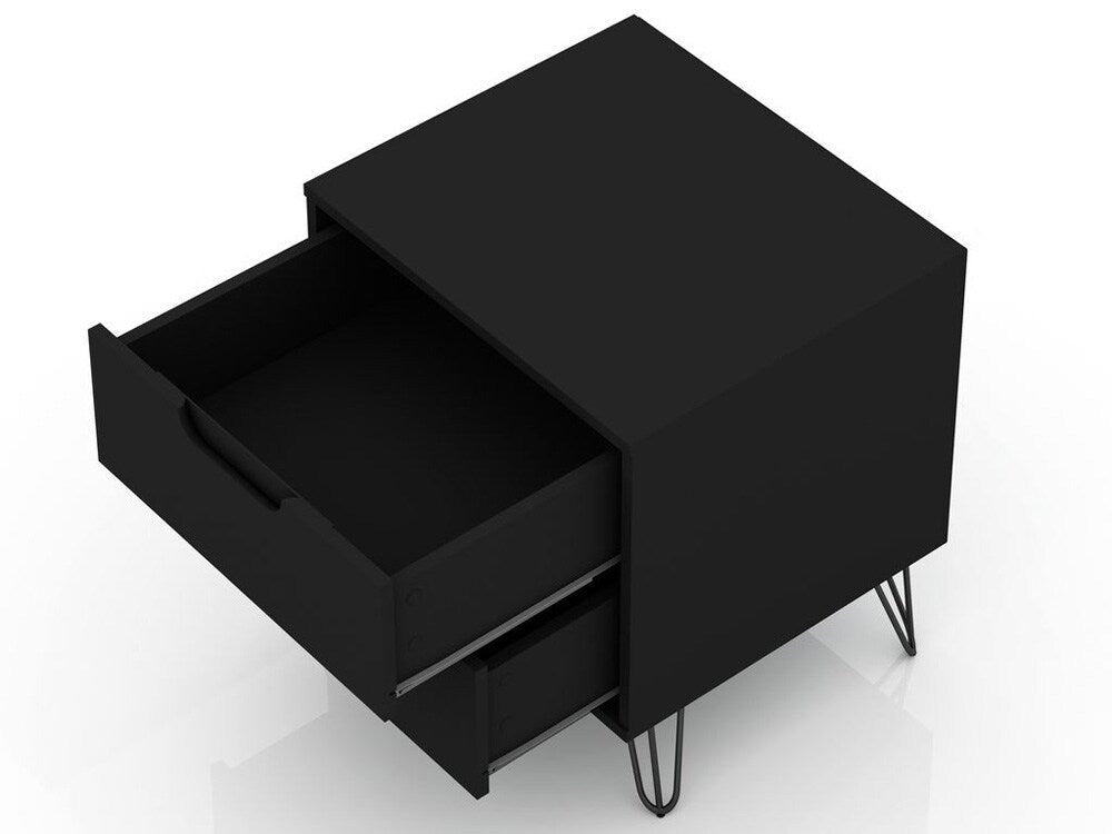 Manhattan Comfort - Rockefeller Nightstand with 4 Drawers in Black - Set of 2 - 2-102GMC2 veiw 4