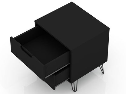 Manhattan Comfort - Rockefeller Nightstand with 4 Drawers in Black - Set of 2 - 2-102GMC2 veiw 4