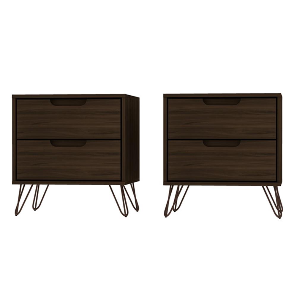 Manhattan Comfort - Rockefeller Nightstand with 4 Drawers in Brown - Set of 2 - 2-102GMC5 veiw 1