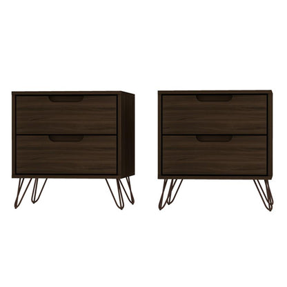 Manhattan Comfort - Rockefeller Nightstand with 4 Drawers in Brown - Set of 2 - 2-102GMC5 veiw 1