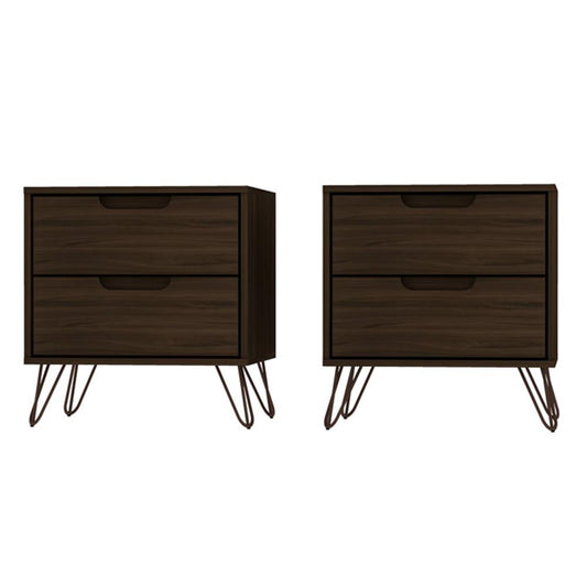 Manhattan Comfort - Rockefeller Nightstand with 4 Drawers in Brown - Set of 2 - 2-102GMC5 veiw 1