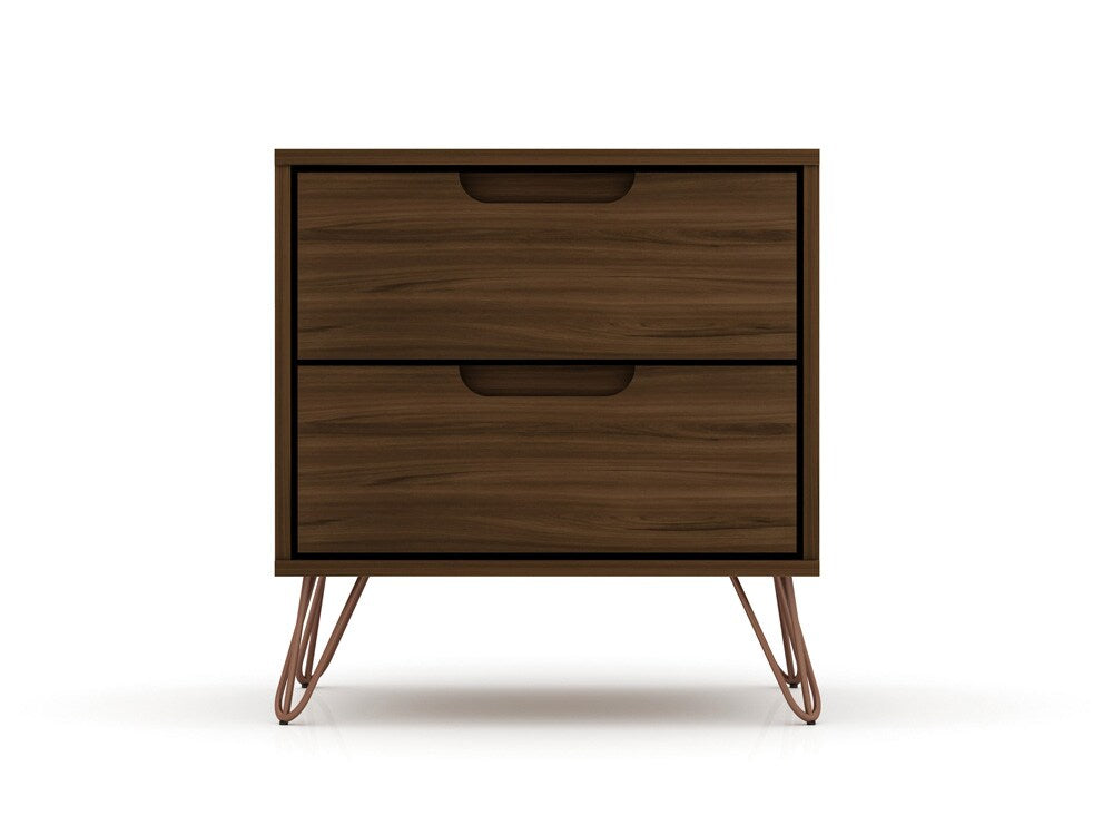 Manhattan Comfort - Rockefeller Nightstand with 4 Drawers in Brown - Set of 2 - 2-102GMC5 veiw 2