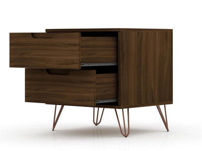 Manhattan Comfort - Rockefeller Nightstand with 4 Drawers in Brown - Set of 2 - 2-102GMC5 veiw 3