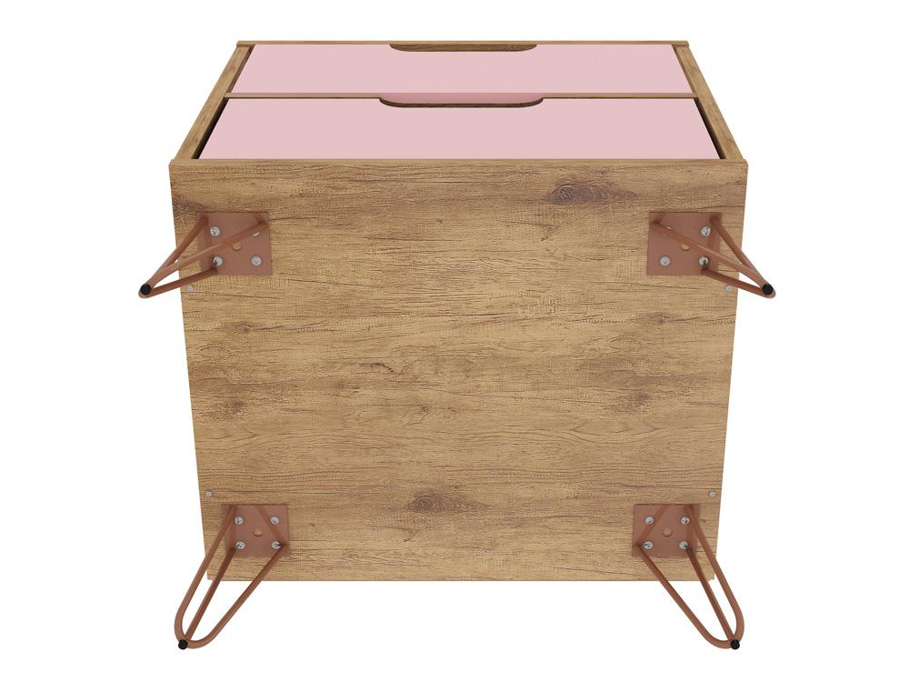 Manhattan Comfort - Rockefeller Nightstand with 4 Drawers in Nature and Rose Pink - Set of 2 - 2-102GMC6 veiw 4