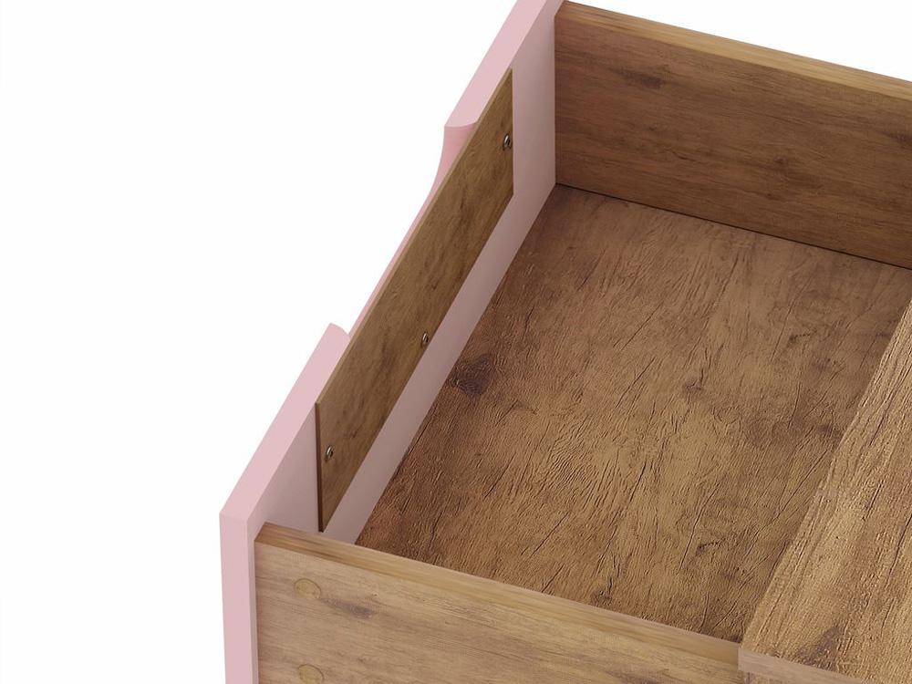 Manhattan Comfort - Rockefeller Nightstand with 4 Drawers in Nature and Rose Pink - Set of 2 - 2-102GMC6 veiw 6