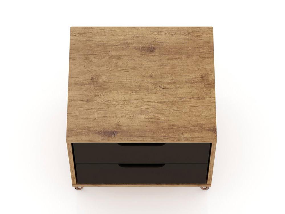 Manhattan Comfort - Rockefeller Nightstand with 4 Drawers in Nature and Textured Grey - Set of 2 - 2-102GMC7 veiw 5