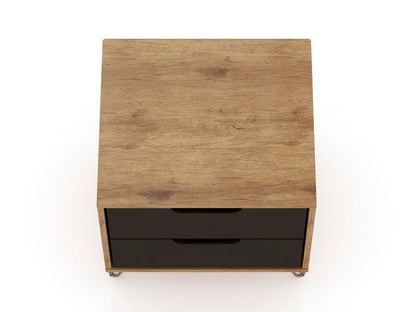 Manhattan Comfort - Rockefeller Nightstand with 4 Drawers in Nature and Textured Grey - Set of 2 - 2-102GMC7 veiw 5