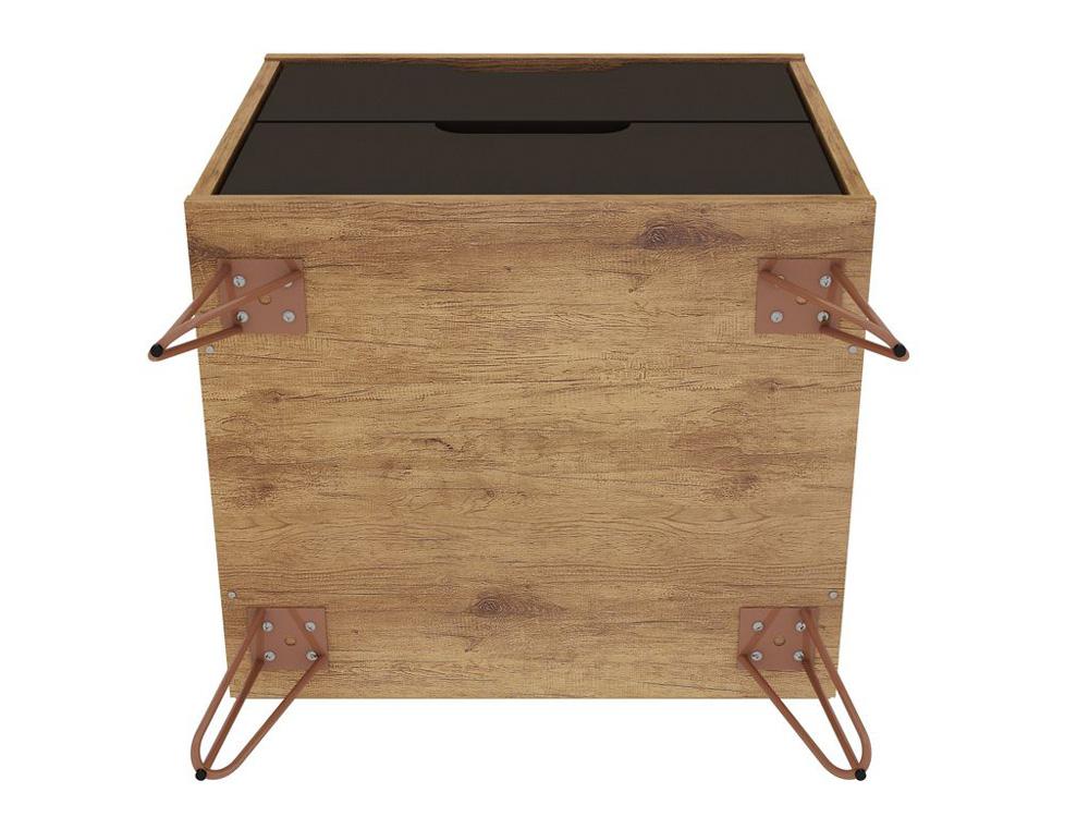 Manhattan Comfort - Rockefeller Nightstand with 4 Drawers in Nature and Textured Grey - Set of 2 - 2-102GMC7 veiw 6