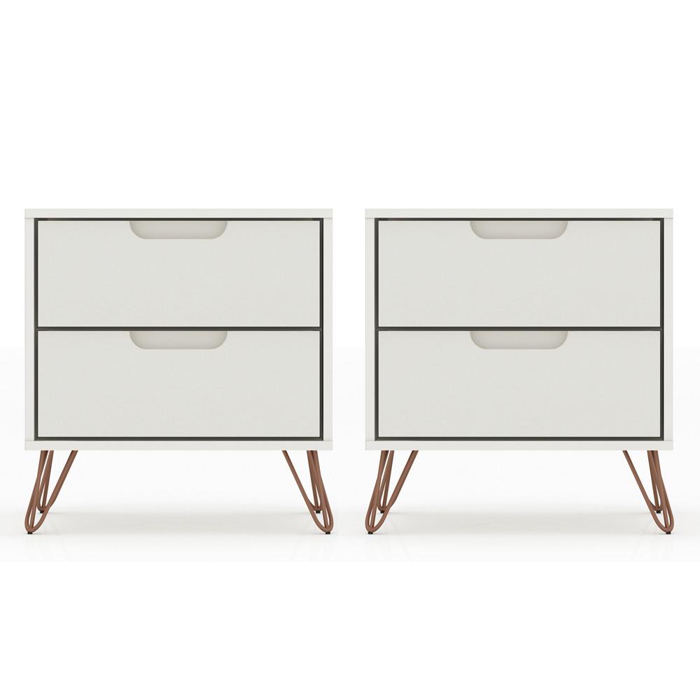 Manhattan Comfort - Rockefeller Nightstand with 4 Drawers in Off White - Set of 2 - 2-102GMC8 veiw 1