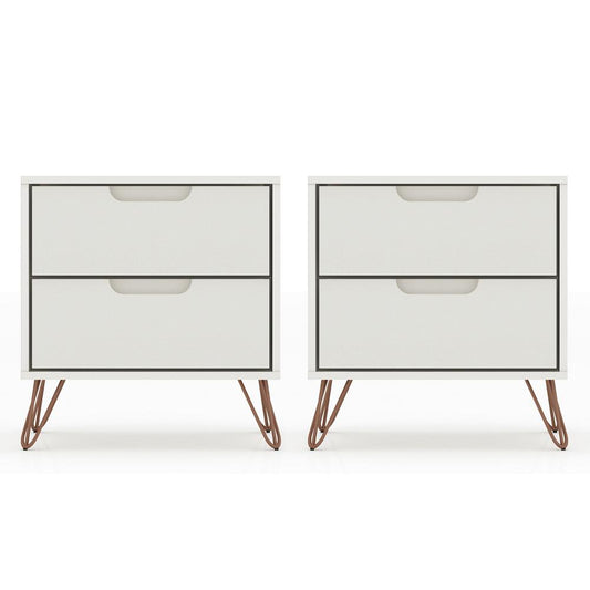 Manhattan Comfort - Rockefeller Nightstand with 4 Drawers in Off White - Set of 2 - 2-102GMC8 veiw 1