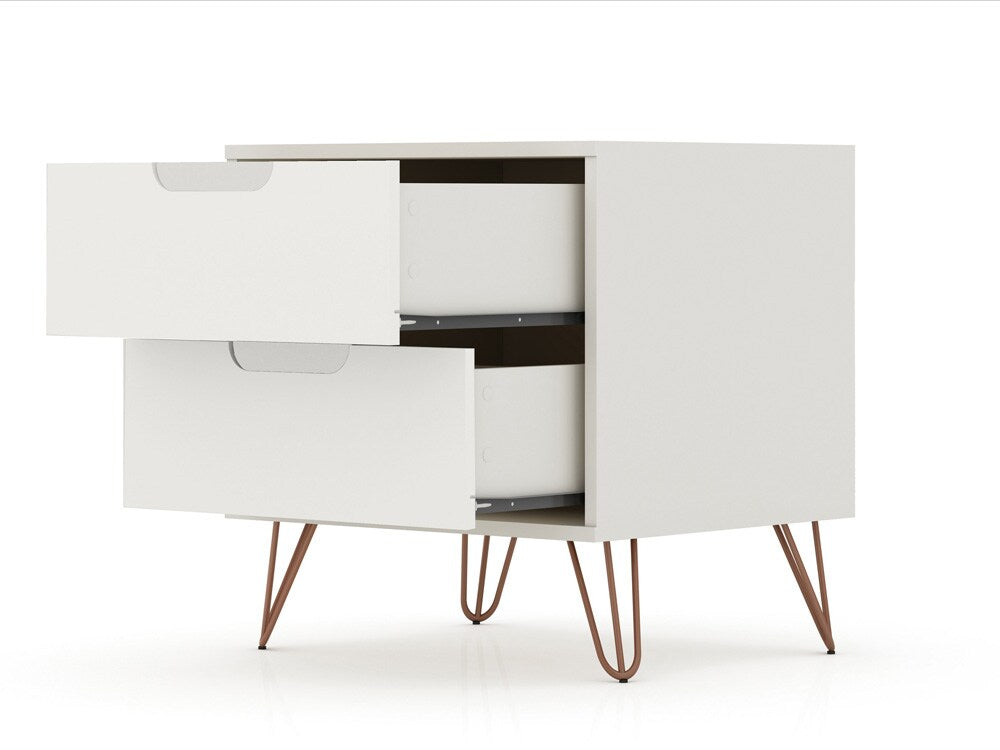 Manhattan Comfort - Rockefeller Nightstand with 4 Drawers in Off White - Set of 2 - 2-102GMC8 veiw 3