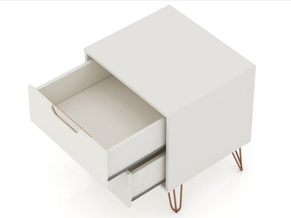 Manhattan Comfort - Rockefeller Nightstand with 4 Drawers in Off White and Nature - Set of 2 - 2-102GMC3 veiw 4