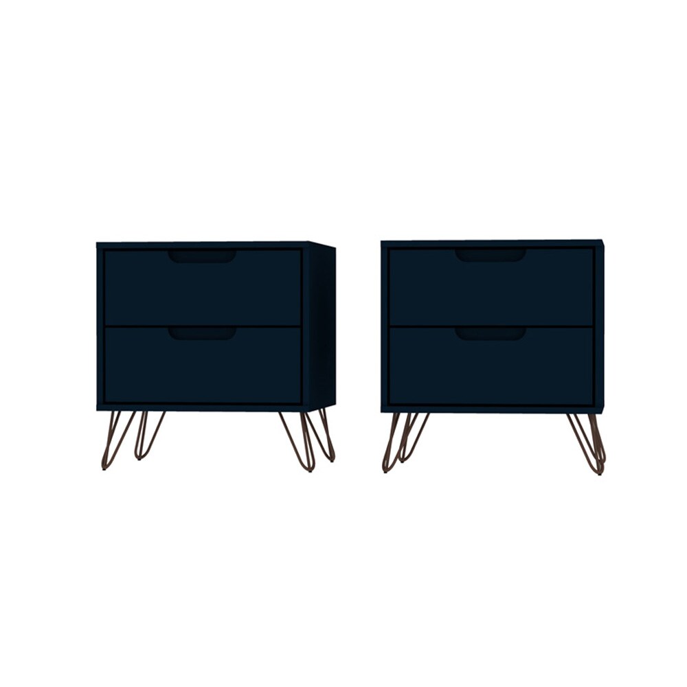 Manhattan Comfort - Rockefeller Nightstand with 4 Drawers in Tatiana Midnight Blue - Set of 2 - 2-102GMC4 veiw 1