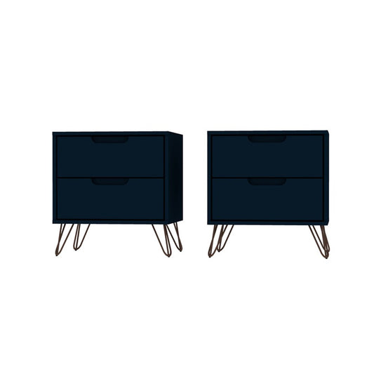 Manhattan Comfort - Rockefeller Nightstand with 4 Drawers in Tatiana Midnight Blue - Set of 2 - 2-102GMC4 veiw 1