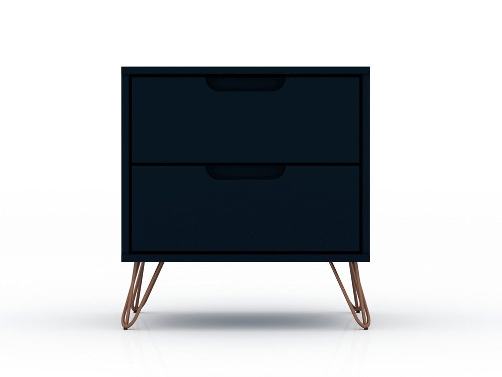 Manhattan Comfort - Rockefeller Nightstand with 4 Drawers in Tatiana Midnight Blue - Set of 2 - 2-102GMC4 veiw 2