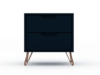 Manhattan Comfort - Rockefeller Nightstand with 4 Drawers in Tatiana Midnight Blue - Set of 2 - 2-102GMC4 veiw 2