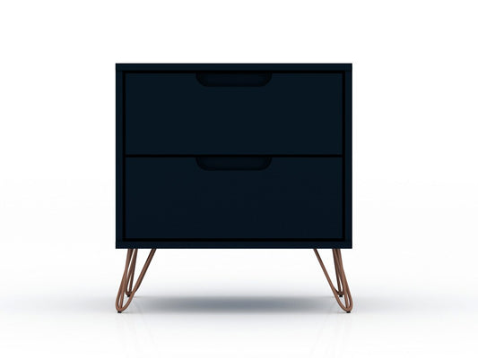 Manhattan Comfort - Rockefeller Nightstand with 4 Drawers in Tatiana Midnight Blue - Set of 2 - 2-102GMC4 veiw 2
