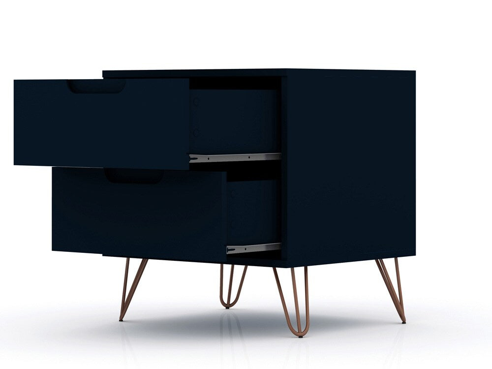 Manhattan Comfort - Rockefeller Nightstand with 4 Drawers in Tatiana Midnight Blue - Set of 2 - 2-102GMC4 veiw 3