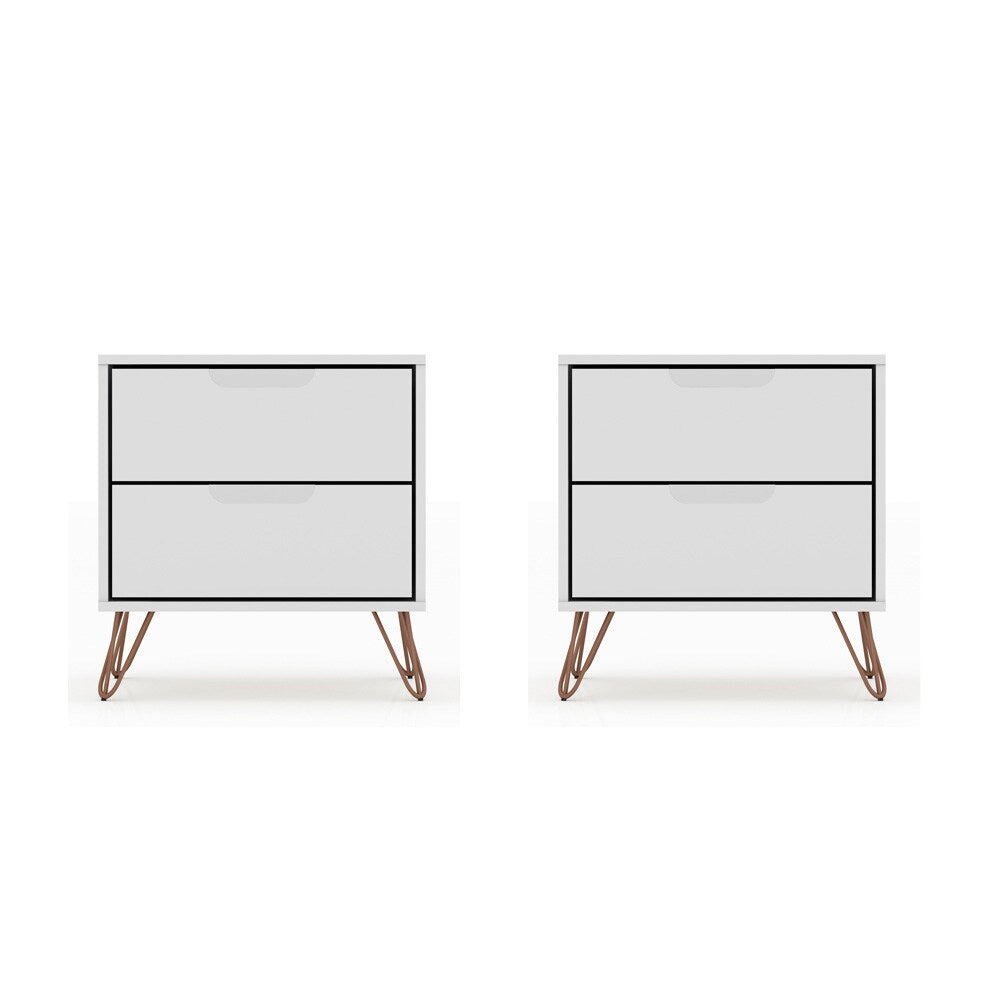 Manhattan Comfort - Rockefeller Nightstand with 4 Drawers in White - Set of 2 - 2-102GMC1 veiw 1