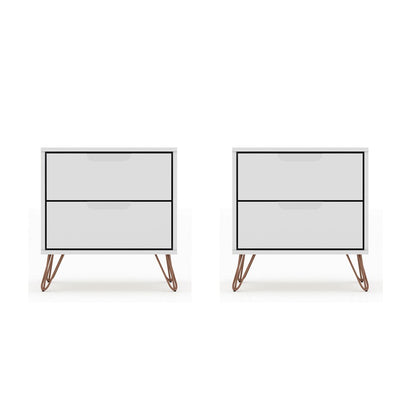 Manhattan Comfort - Rockefeller Nightstand with 4 Drawers in White - Set of 2 - 2-102GMC1 veiw 1