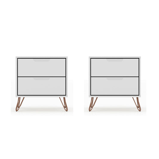 Manhattan Comfort - Rockefeller Nightstand with 4 Drawers in White - Set of 2 - 2-102GMC1 veiw 1