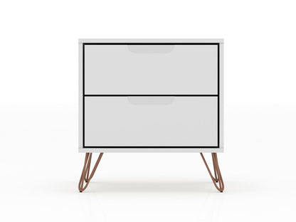 Manhattan Comfort - Rockefeller Nightstand with 4 Drawers in White - Set of 2 - 2-102GMC1 veiw 2
